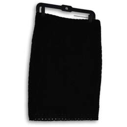 Womens Black Geometric Flat Front Side Zip Straight & Pencil Skirt Size 6
