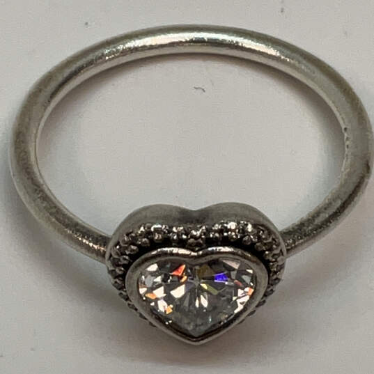 Designer Pandora S925 ALE 60 Sterling Silver Cubic Zirconia Heart Ring image number 2