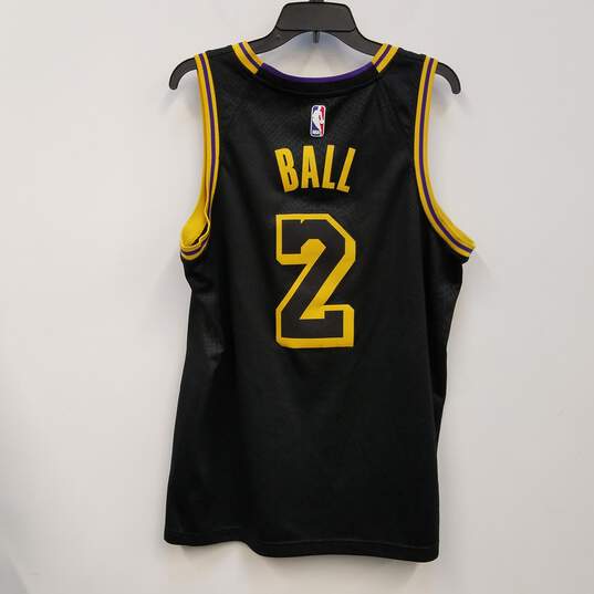 Buy the Mens Black Los Angeles Lakers Lonzo Ball #2 NBA Basketball Jersey  Size L