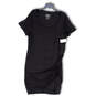 NWT Womens Black Scoop Neck Short Sleeve Side Ruched Mini Dress Size 1 image number 1