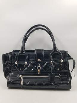 Authentic Burberry Black Patent Quilted Tote