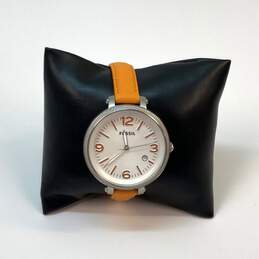 Designer Fossil ES3280 Orange Strap White Round Dial Analog Quartz Wristwatch