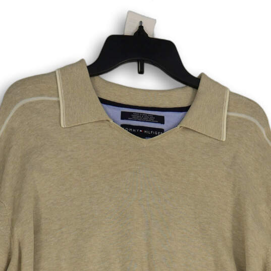 Mens Tan Spread Collar Long Sleeve Knitted Pullover Sweater Size XXL image number 3