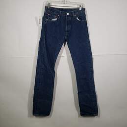 Mens 501 Dark Wash 5-Pocket Design Denim Straight Leg Jeans Size 30X34