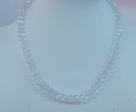 Vintage Les Bernard Silvertone Clear Crystals Beaded Layering Necklaces 88.1g image number 2