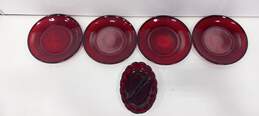 Vintage Bundle of 4 Red Glass Plates w/Ash Tray alternative image