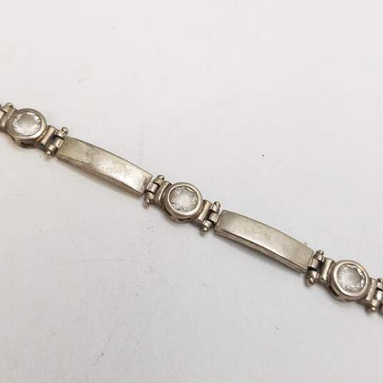 Sterling Silver Crystal Panel Bracelet 13.6g image number 2
