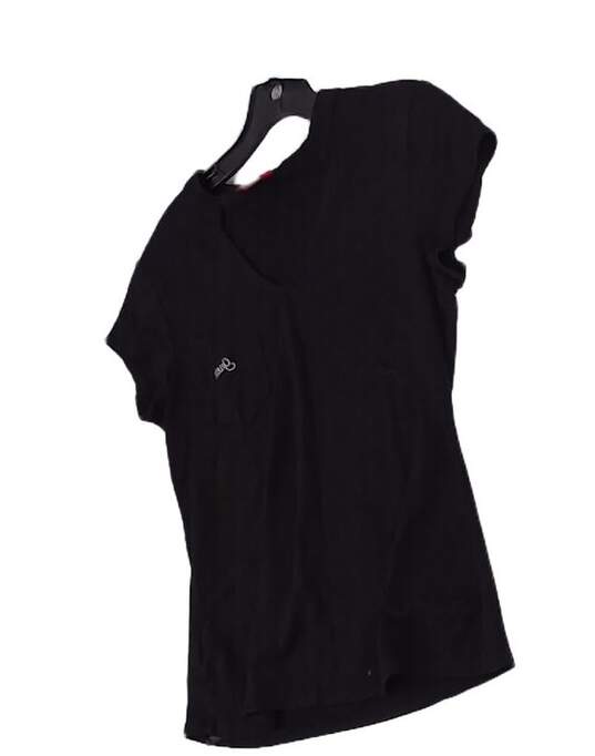 Womens Black Short Sleeve V Neck Casual Blouse Top Size Large image number 3