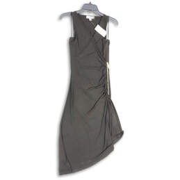NWT Womens Black Sleeveless Asymmetrical Hem Side Zip Wrap Dress Size XS