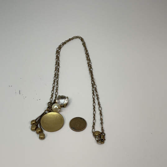 Designer J. Crew Gold-Tone Chain Crystal Cut Stone Multiple Charm Necklace image number 2