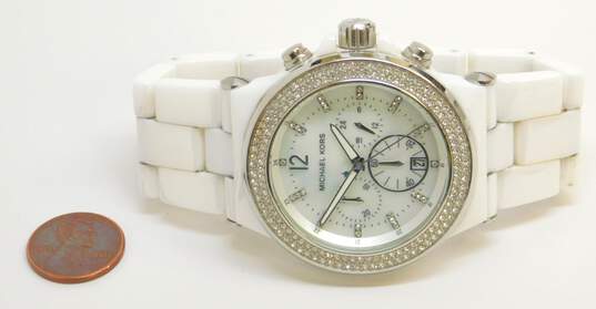 Michael Kors MK-5391 Chronograph Crystal Bezel Ceramic Women's Watch image number 6
