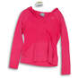 Womens Pink Long Sleeve Pockets Dri Fit Pullover Hoodie Size Large image number 3