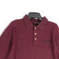 Mens Purple Spread Collar Long Sleeve Pullover Polo Shirt Size XL image number 3