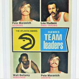 1974-75 Topps Atlanta Hawks Leaders HOF Maravich HOF Hudson HOF Bellamy alternative image