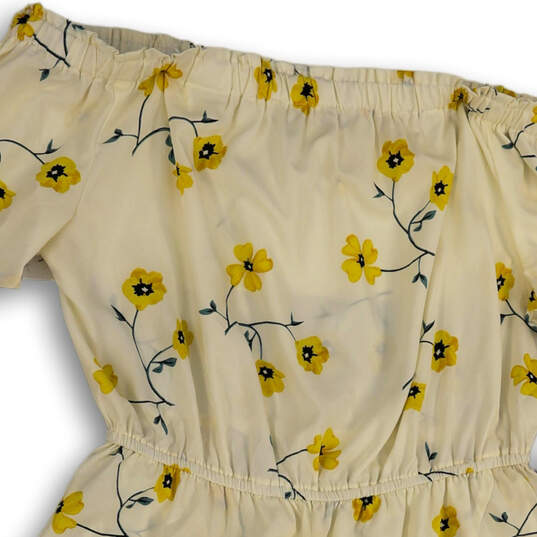 NWT Womens White Yellow Floral Off The Shoulder Fit & Flare Dress Size XL image number 3