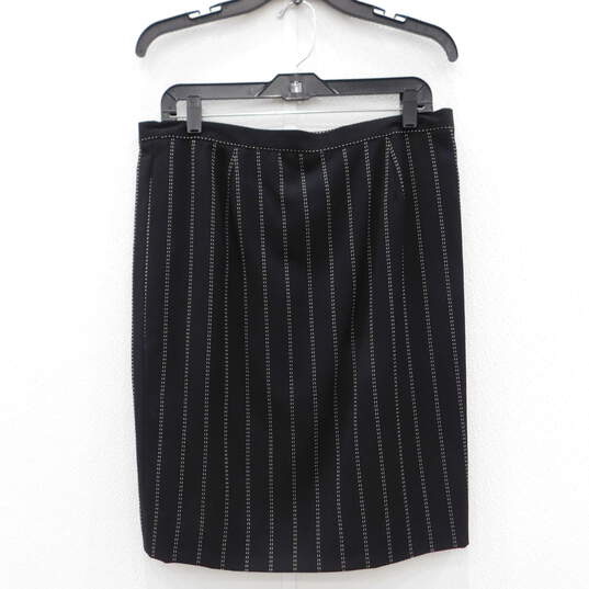 Escada B&W Pinstripe Wool 2 Piece Skirt Suit Set image number 10