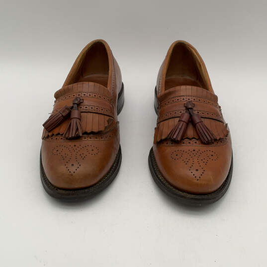 Mens Bridgeton Brown Leather Almond Toe Slip-On Tassel Dress Shoes Sz 9.5 D image number 1