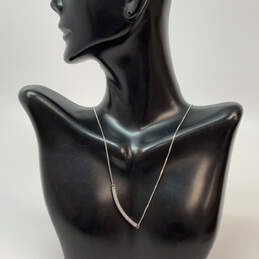 Designer Pandora 925 Sterling Silver Hearts Curved Bar Pendant Necklace