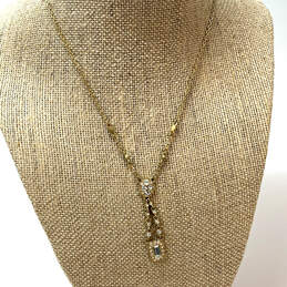 Designer Givenchy Gold-Tone Chain Rhinestone Lobster Clasp Y-Drop Necklace