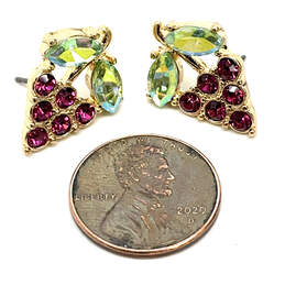 Designer Betsey Johnson Gold-Tone Grape Vine Rhinestone Stud Earrings alternative image