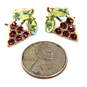 Designer Betsey Johnson Gold-Tone Grape Vine Rhinestone Stud Earrings image number 2