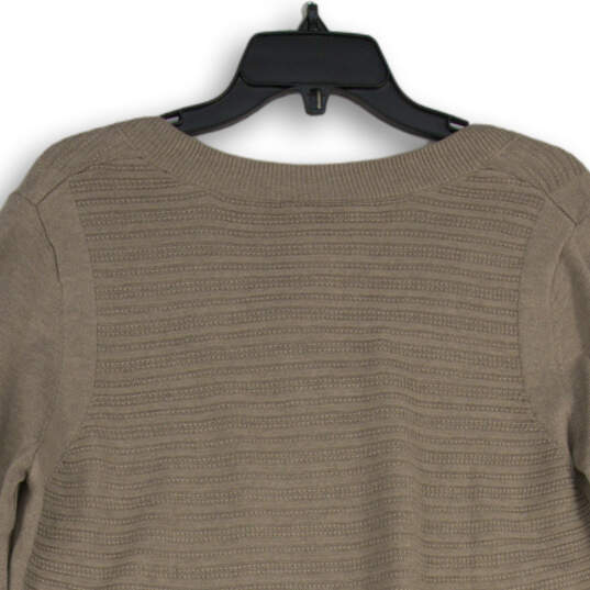 NWT Womens Beige Long Sleeve V-Neck Knitted Pullover Sweater Size Large image number 4