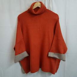 Orange and beige oversized pullover sweater women's S