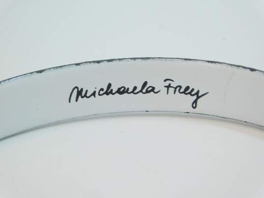 VNTG Signed Michaela Frey Enamel Bracelet W/ Bonus Enamel & Rhinestone Brooches image number 4
