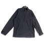 Mens Black Long Sleeve 1/4 Zip Mock Neck Pockets Pullover Sweatshirt Size L image number 1