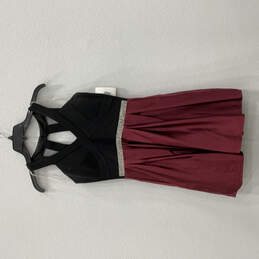 NWT Womens Black Pleated Sleeveless V-Neck Back Zip Fit & Flare Dress Sz 3
