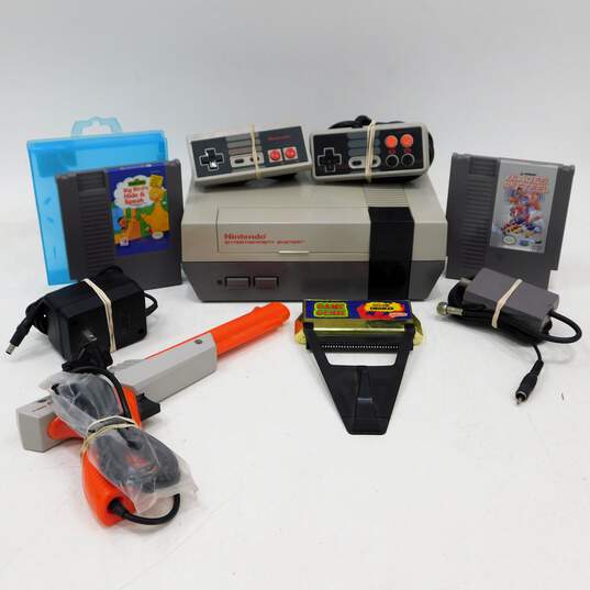 Nintendo NES w/ 2 Games Blades of Steel image number 1