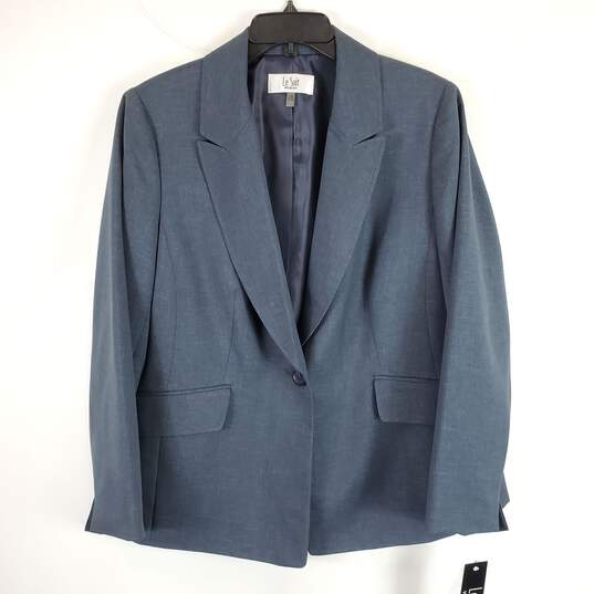 Le Suit Women Navy Blue Pants Suit 2Pc Set Sz 14W NWT image number 6