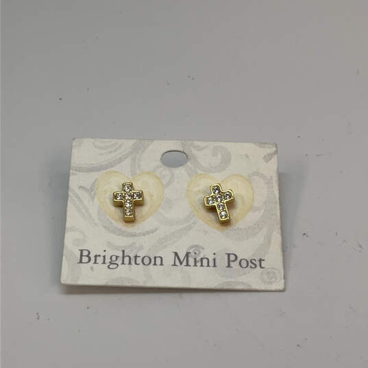 Designer Brighton Gold-Tone Starry Night Cross Shape Stud Earrings image number 4