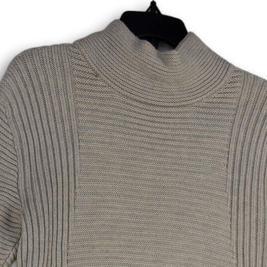 Womens Gray Turtleneck Tight-Knit Long Sleeve Ribbed Pullover Sweater Size S image number 3