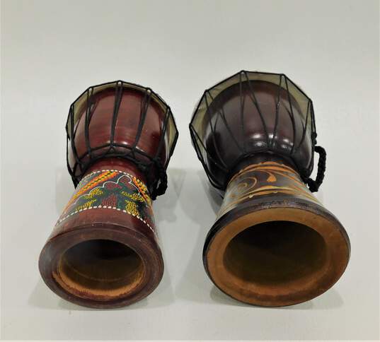 Unbranded Wooden Rope-Tuned Djembes (Pair) image number 3