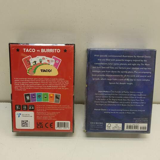 Lot of 2 Card Games-Tacos vs. Burritos & The Moon & Stars Tarot Jayne Wallace image number 2