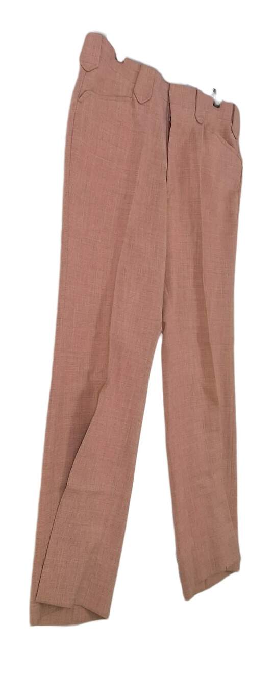 Mens Brown Flat Front Pockets Straight Leg Dress Pants image number 3