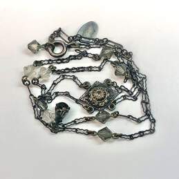 Designer Liz Palacios Clear Crystal Bead Black Link Chain Y-Drop Necklace alternative image