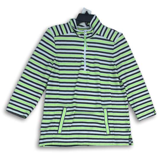 T By Talbots Womens Multicolor Striped 1/4 Zip Mock Neck Pullover Jacket Size M image number 1