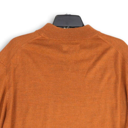 Mens Orange Knitted Long Sleeve Mock Neck Pullover Sweater Size XL image number 4
