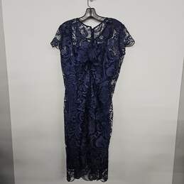 Navy Blue Crochet Floral Print Dress alternative image