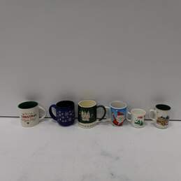 6 Assorted Size Porcelain Christmas Coffee Mugs