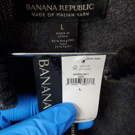 Men's Banana Republic Grey and Black Turtleneck Full Zip Sweater Size L NWT image number 7