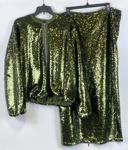 NWT Karen Millen Womens Green 2-Piece Bomber Jacket & Maxi Skirt Set Sz 16 & 18 alternative image