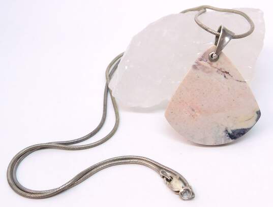 WK Whitney Kelly 925 Jasper Curved Triangle Pendant Snake Chain Necklace 19g image number 3