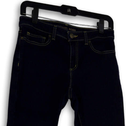 Womens Blue Denim Dark Wash Stretch Pocket Skinny Leg Jeans Size 4 image number 1