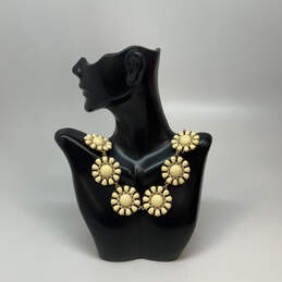 Designer Kate Spade Gold-Tone Crystal Cut Stone Flower Statement Necklace