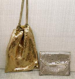Vintage Whiting & Davis Goldtone & Silvertone Mesh Chain Drawstring Purse Bag & Wallet 121g