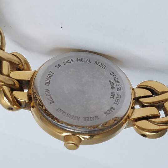 Caravelle By Bulova T8 Gold Tone 21mm Bracelet Watch image number 8