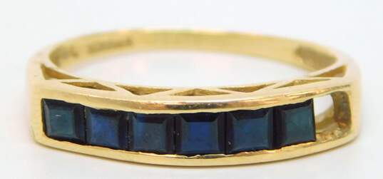 14K Gold Faceted Dark Blue Spinel Channel Set Band Ring For Repair 2.6g image number 3